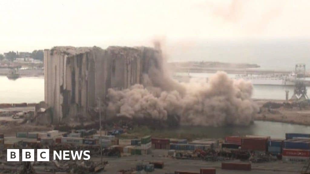 Beirut: The moment part of the port grain silos collapsed caught on camera